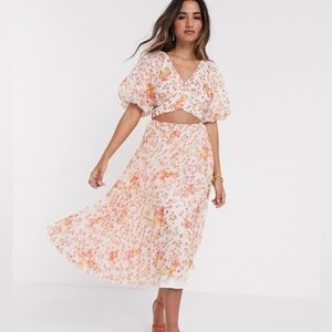 ASOS floral wrap around pleated floral dress